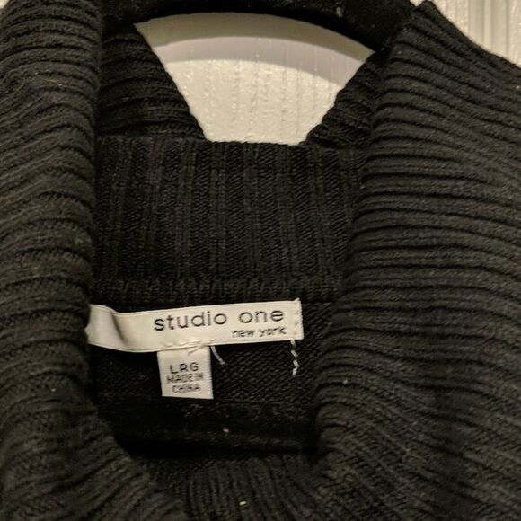 Studio One black gray blue sweater dress Sz L NWOT - Picture 3 of 4